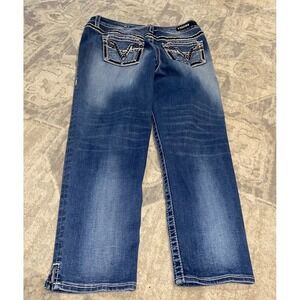Vigoss Heritage Fit Capri Jeans Medium Wash Plus Size 9/10 Thick Stitch Womens